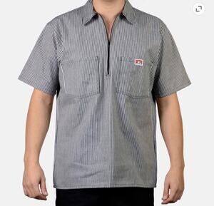Ben Davis Half Zip Hickory Stripe Work Shirt Size XLarge